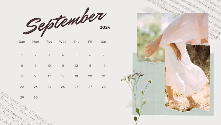 beige minimalist pastel september 2024 calendar