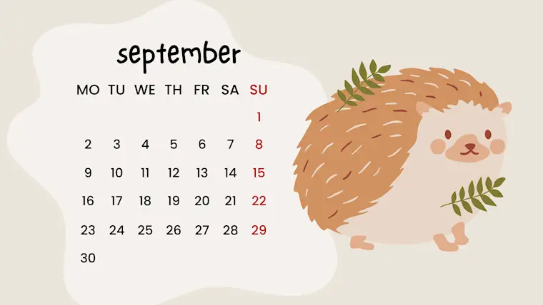 cute pastel illustrated september 2024 calendar