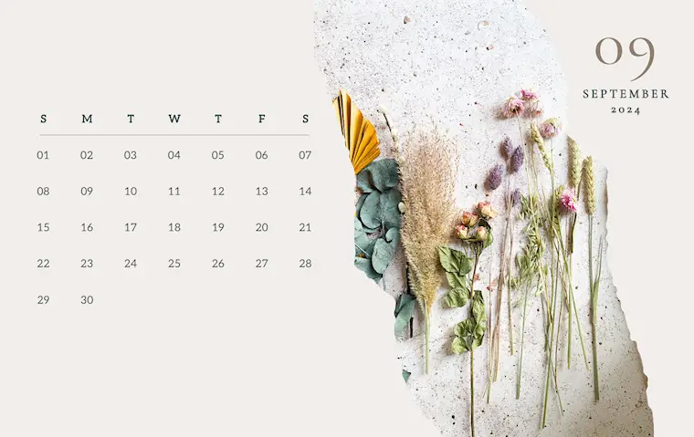 elegant beige september 2024 calendar