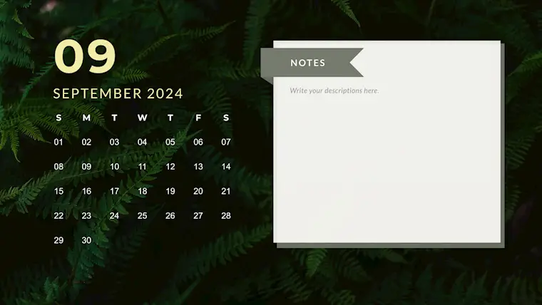 nature green modern september 2024 calendar
