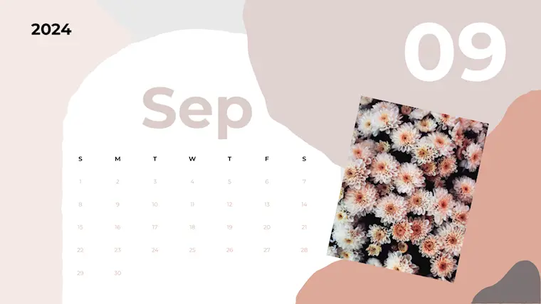 pastel floral september 2024 calendar