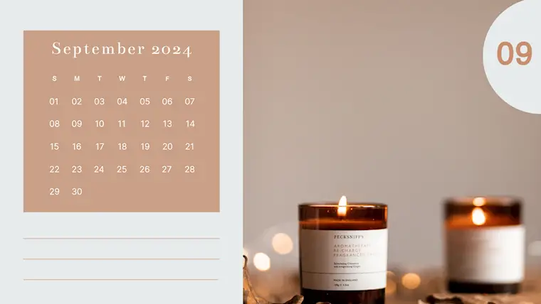 pastel home vibe september 2024 calendar
