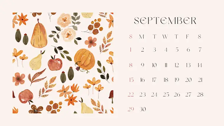watercolor cute september 2024 calendar