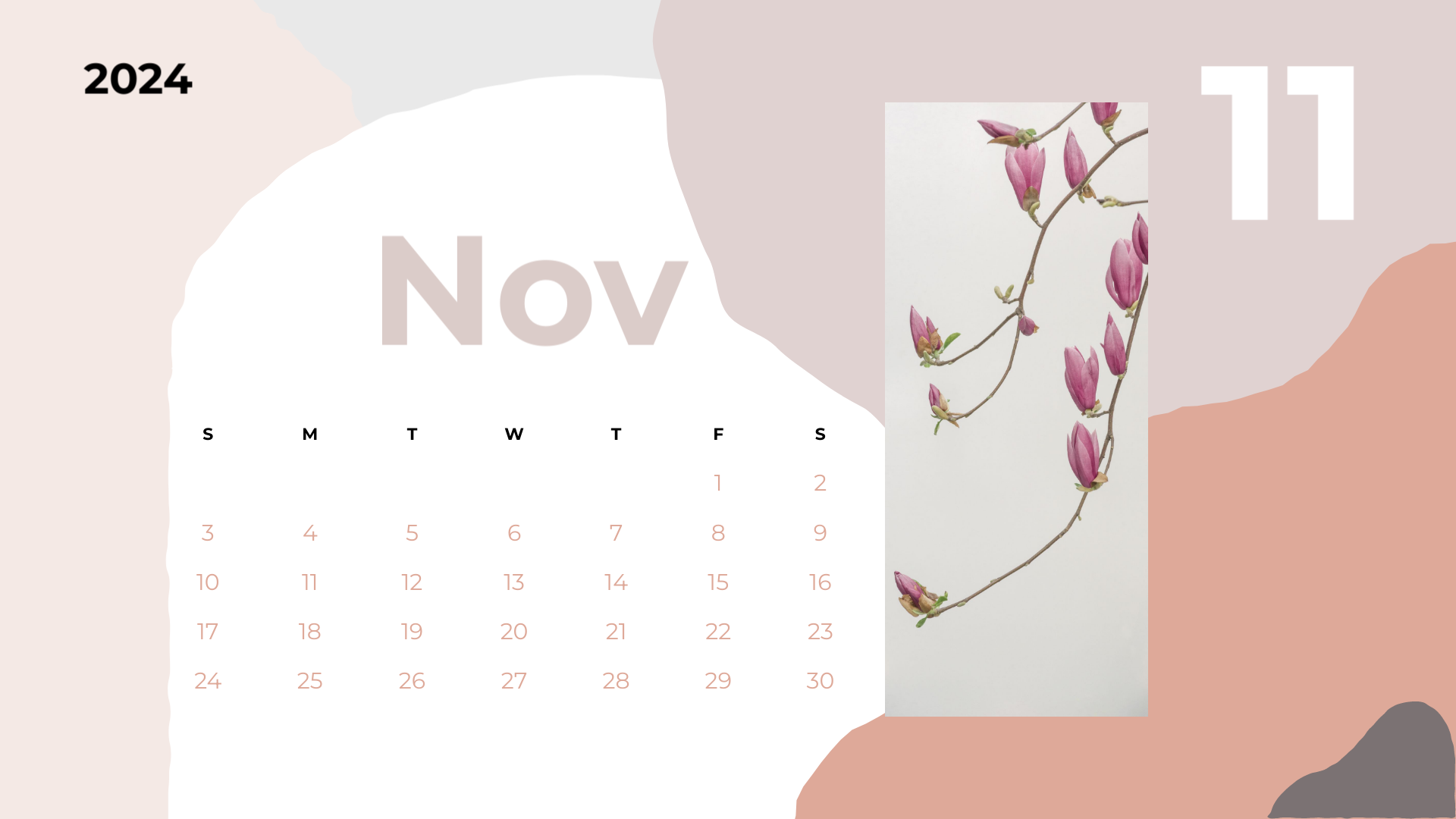 cute pink soft november 2024 calendar