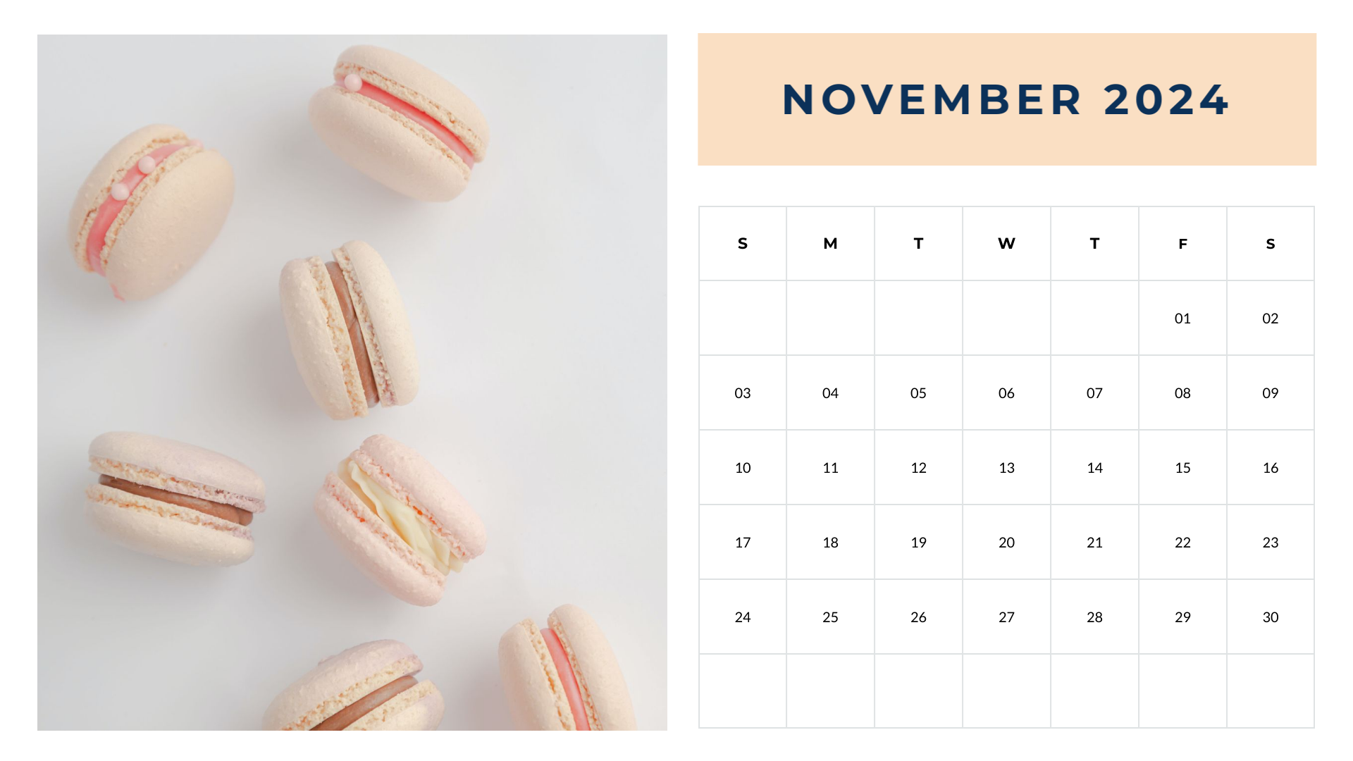 minimalist pastel aesthetic november 2024 calendar