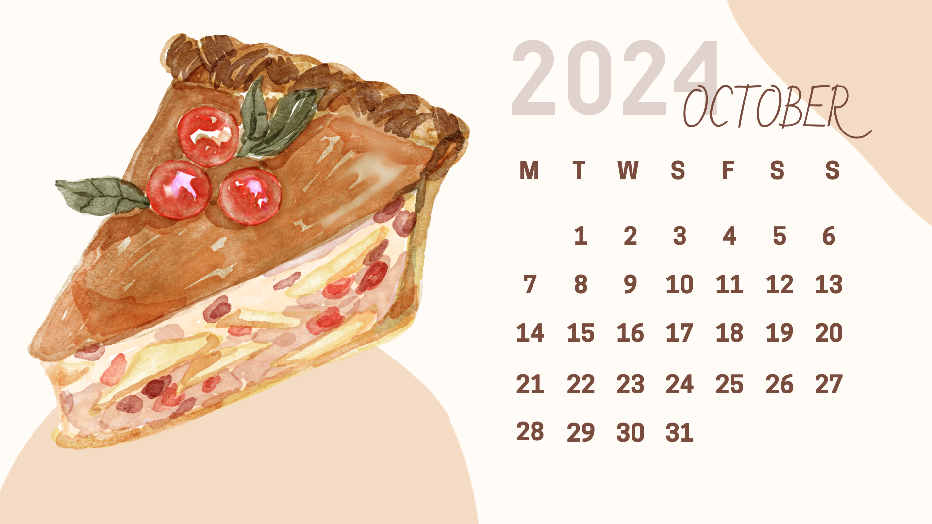 clean printable watercolor october 2024 calendar