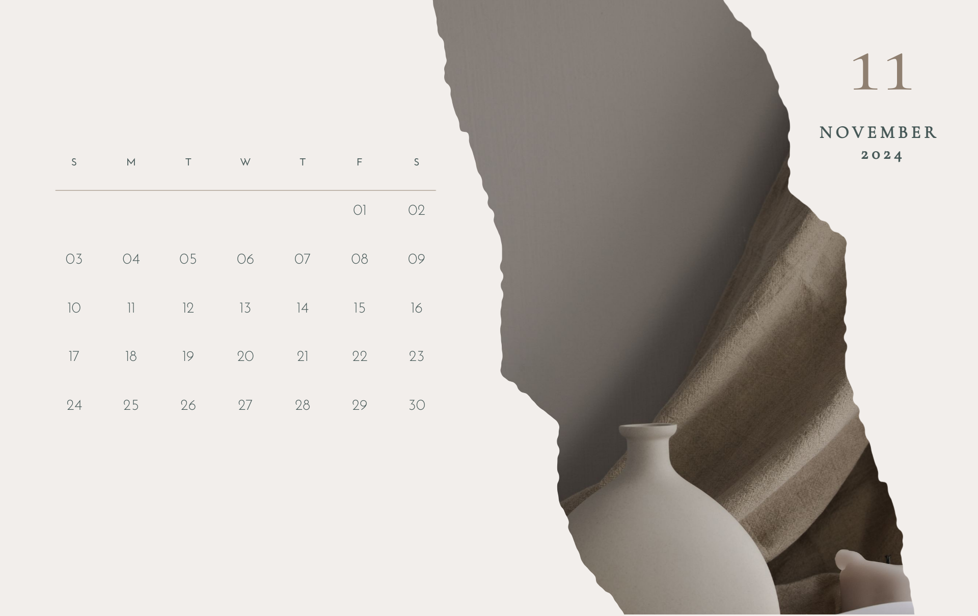 beige neutral minimalist november 2024 calendar