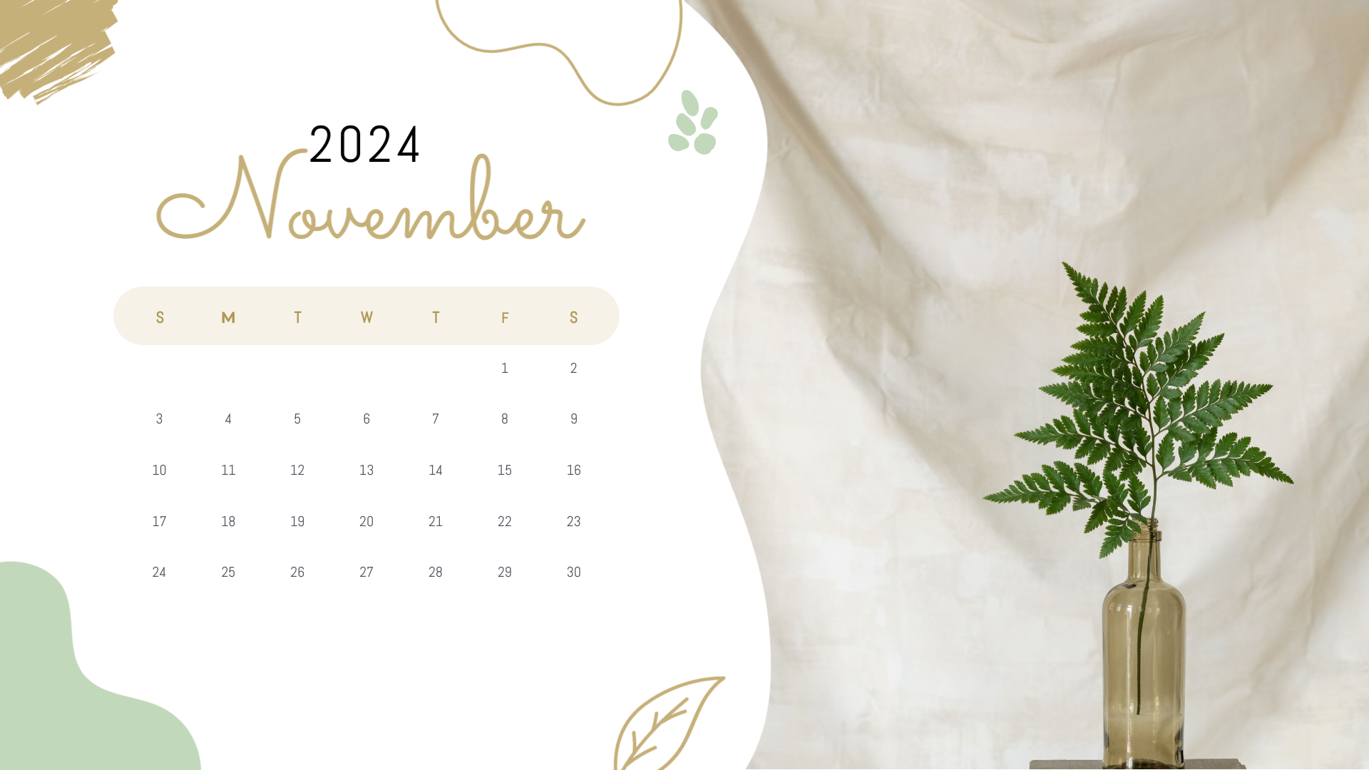 best modern aesthetic november 2024 calendar