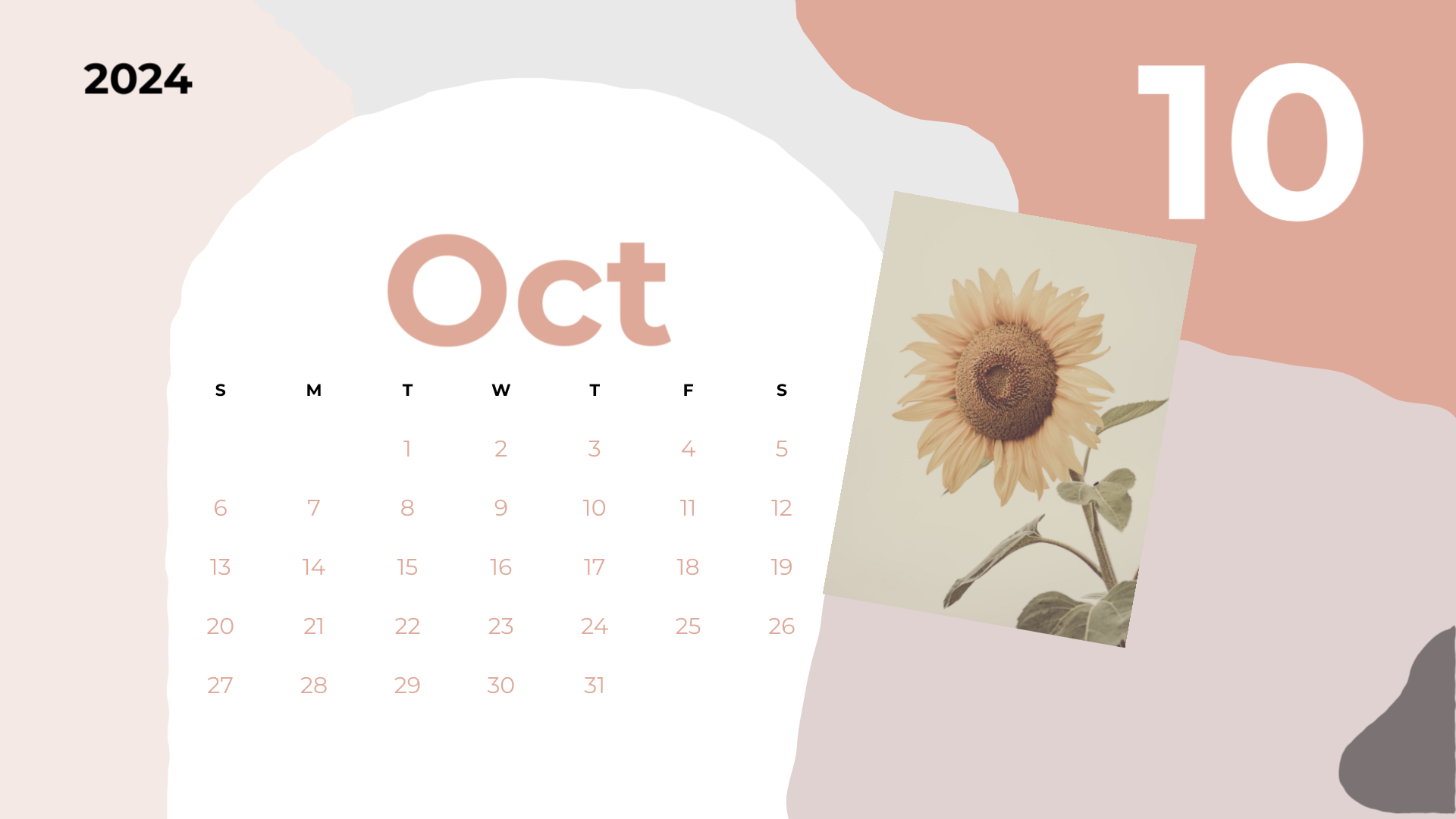 pastel floral october 2024 calendar