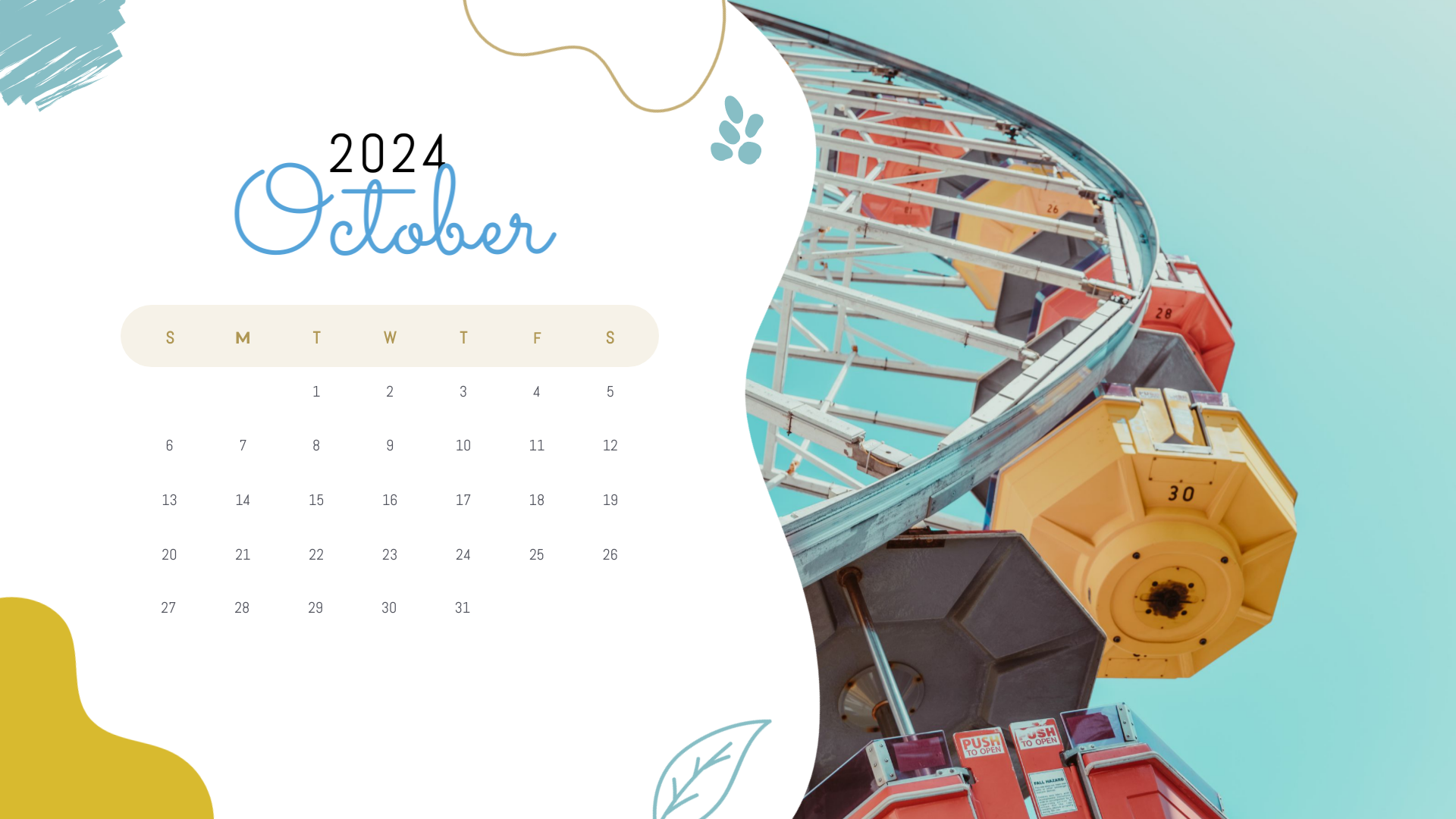 modern colorful photo october 2024 calendar