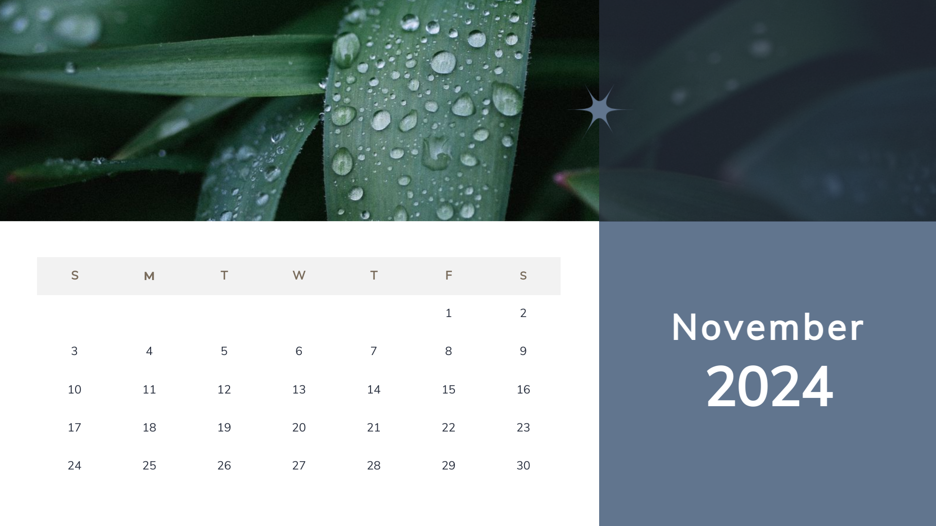 elegant grey november 2024 calendar