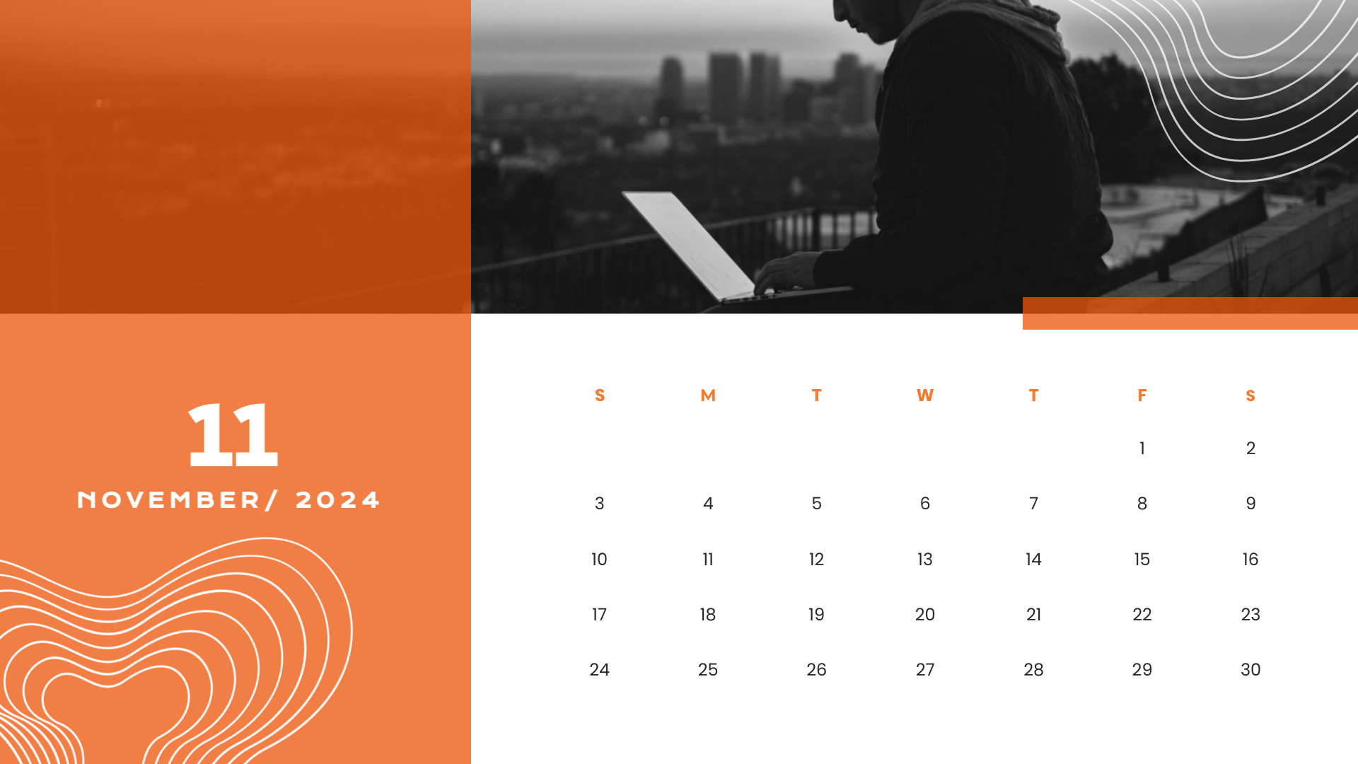 modern orange aesthetic november 2024 calendar