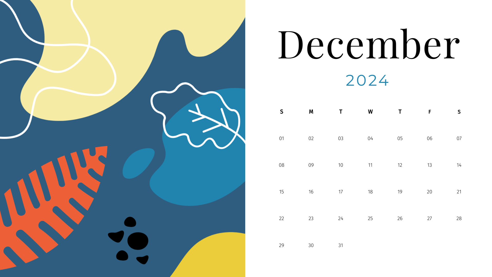 colorful cute december 2024 calendar