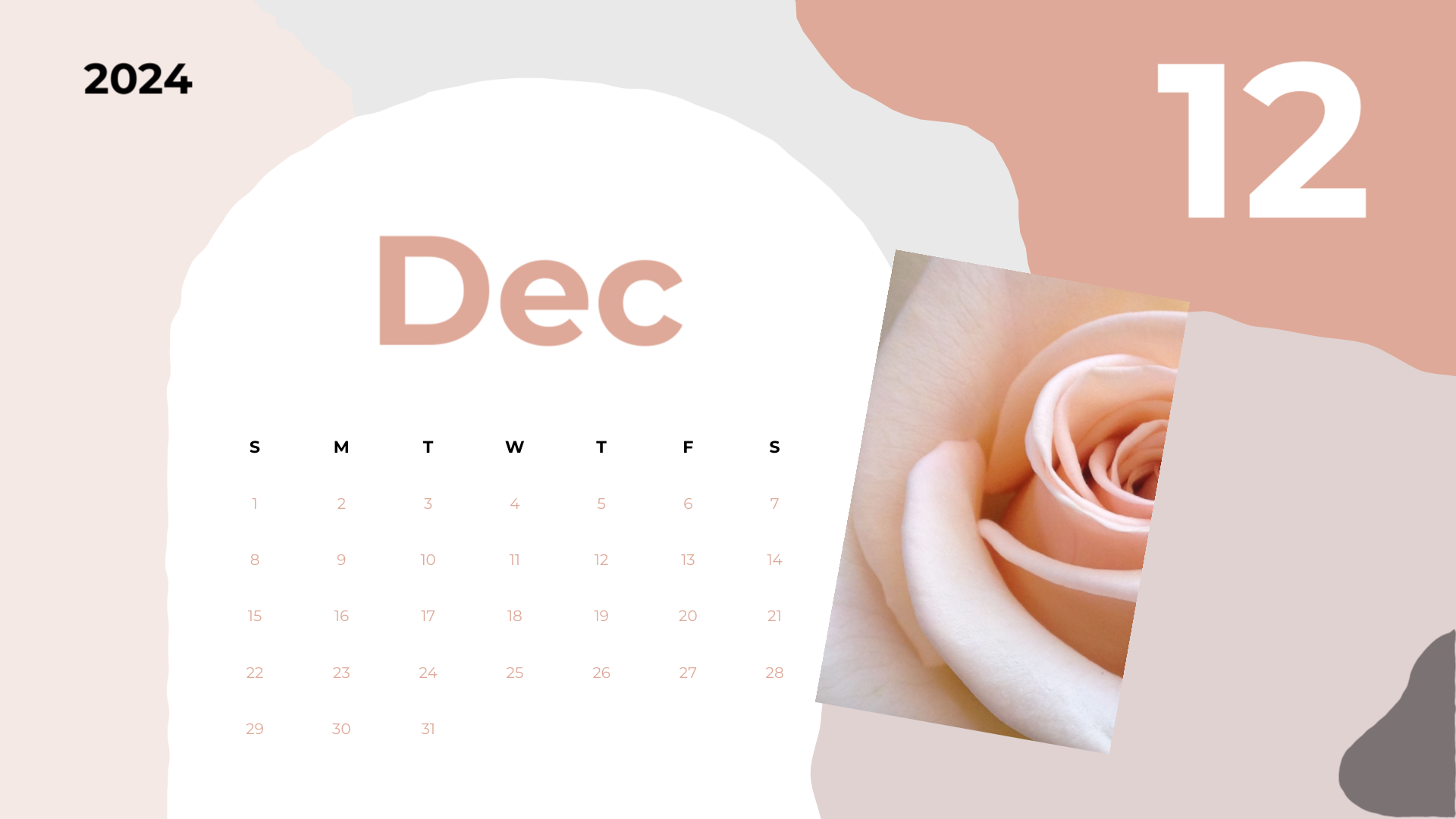 cute pink soft december 2024 calendar