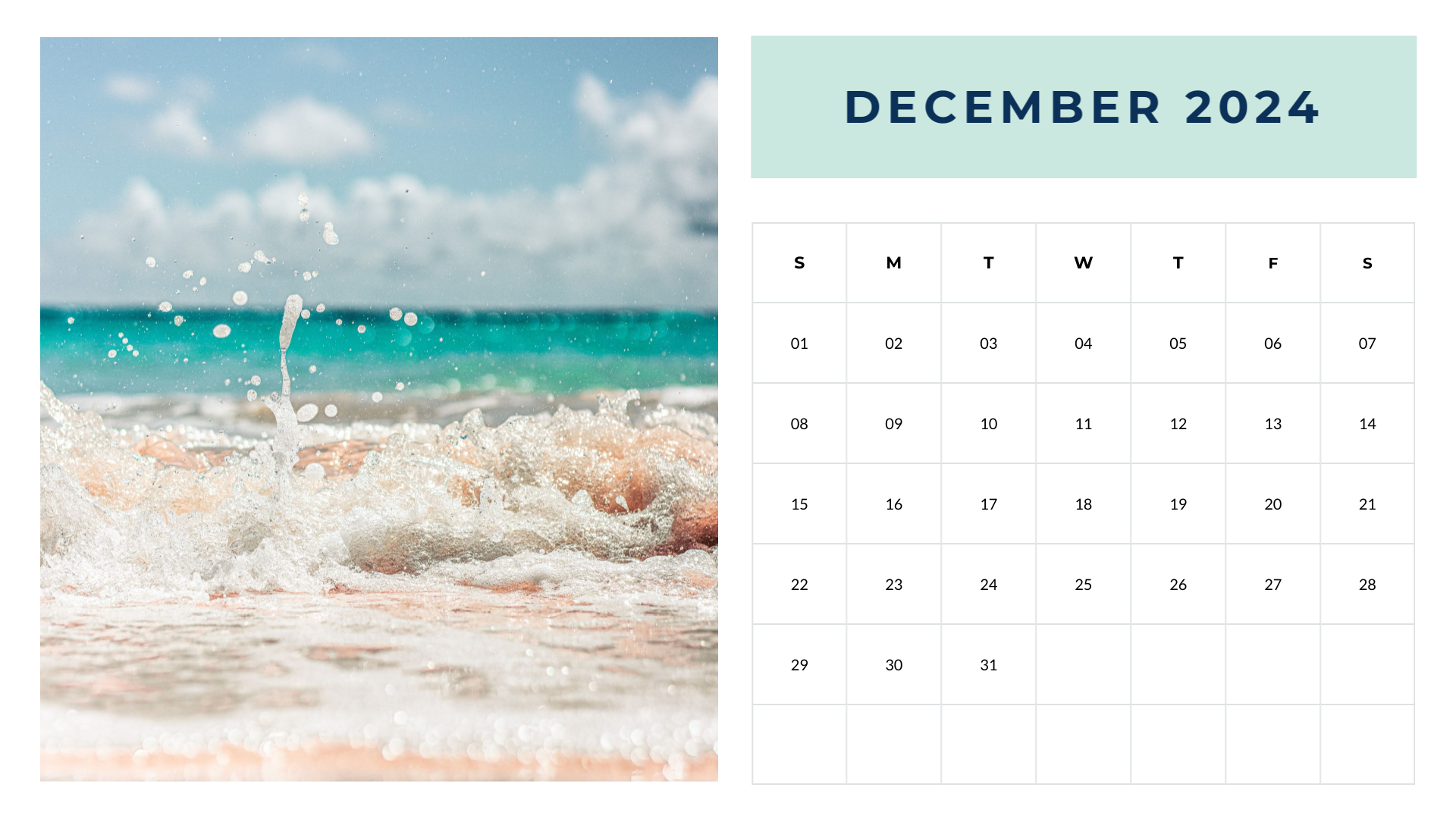 pastel minimalist december 2024 photo calendar