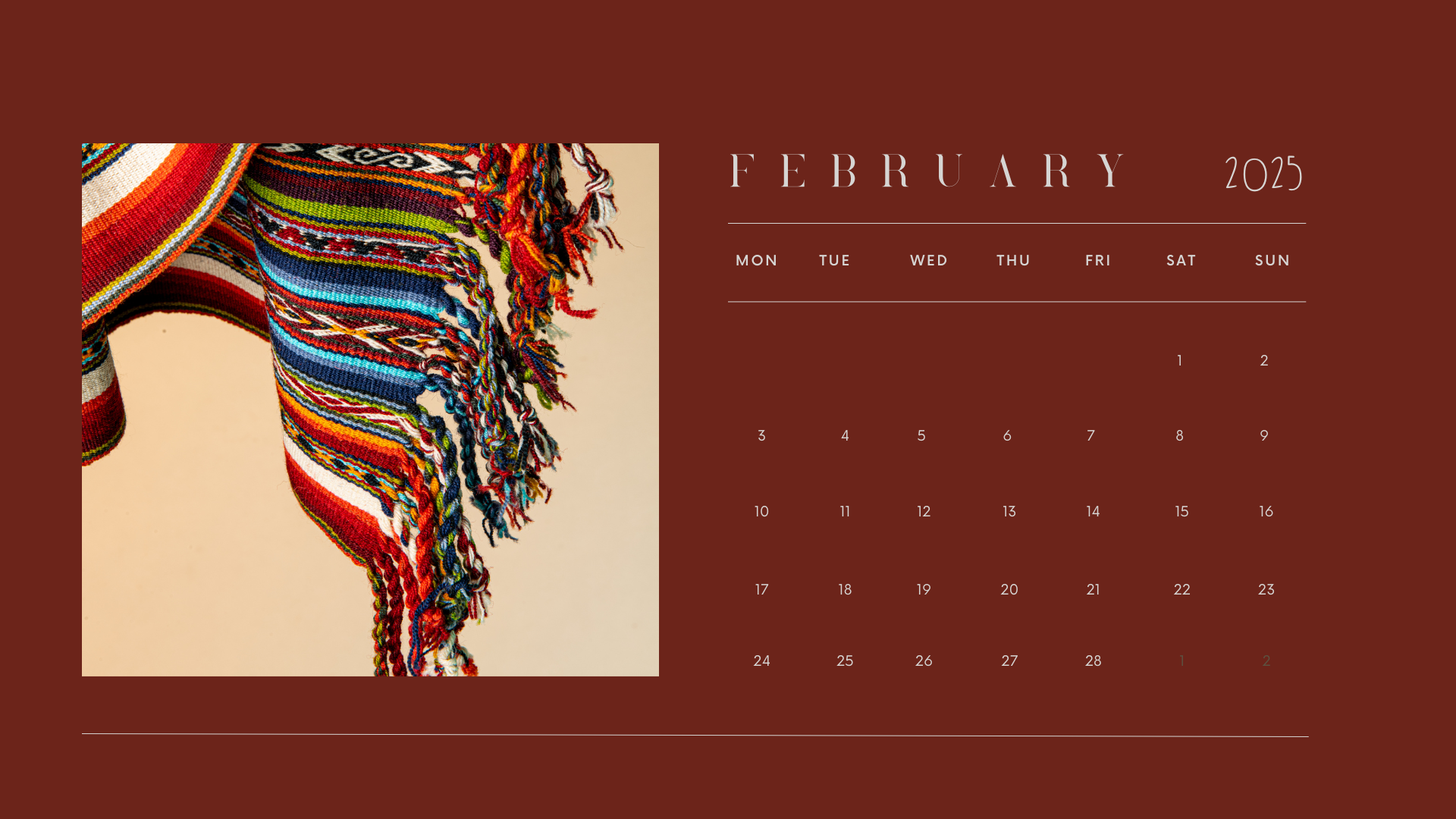 modern photo minimalist february 2025 calendar