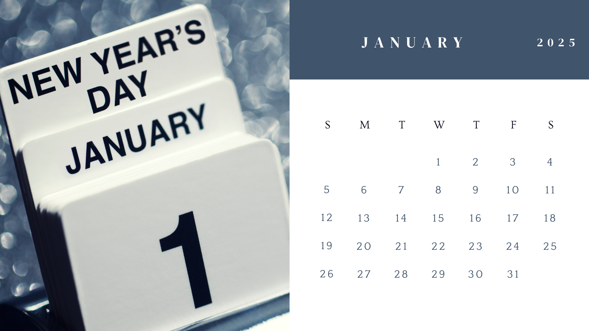 modern simple minimalist january 2025 calendar