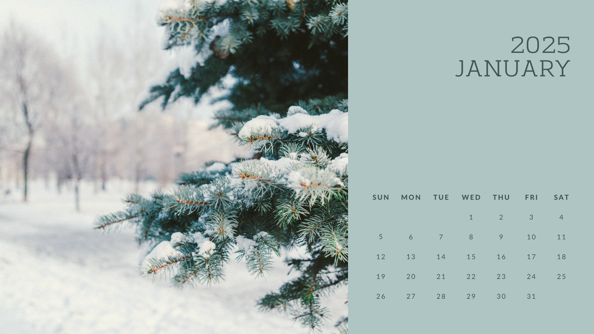 blue elegant photo january 2025 calendar