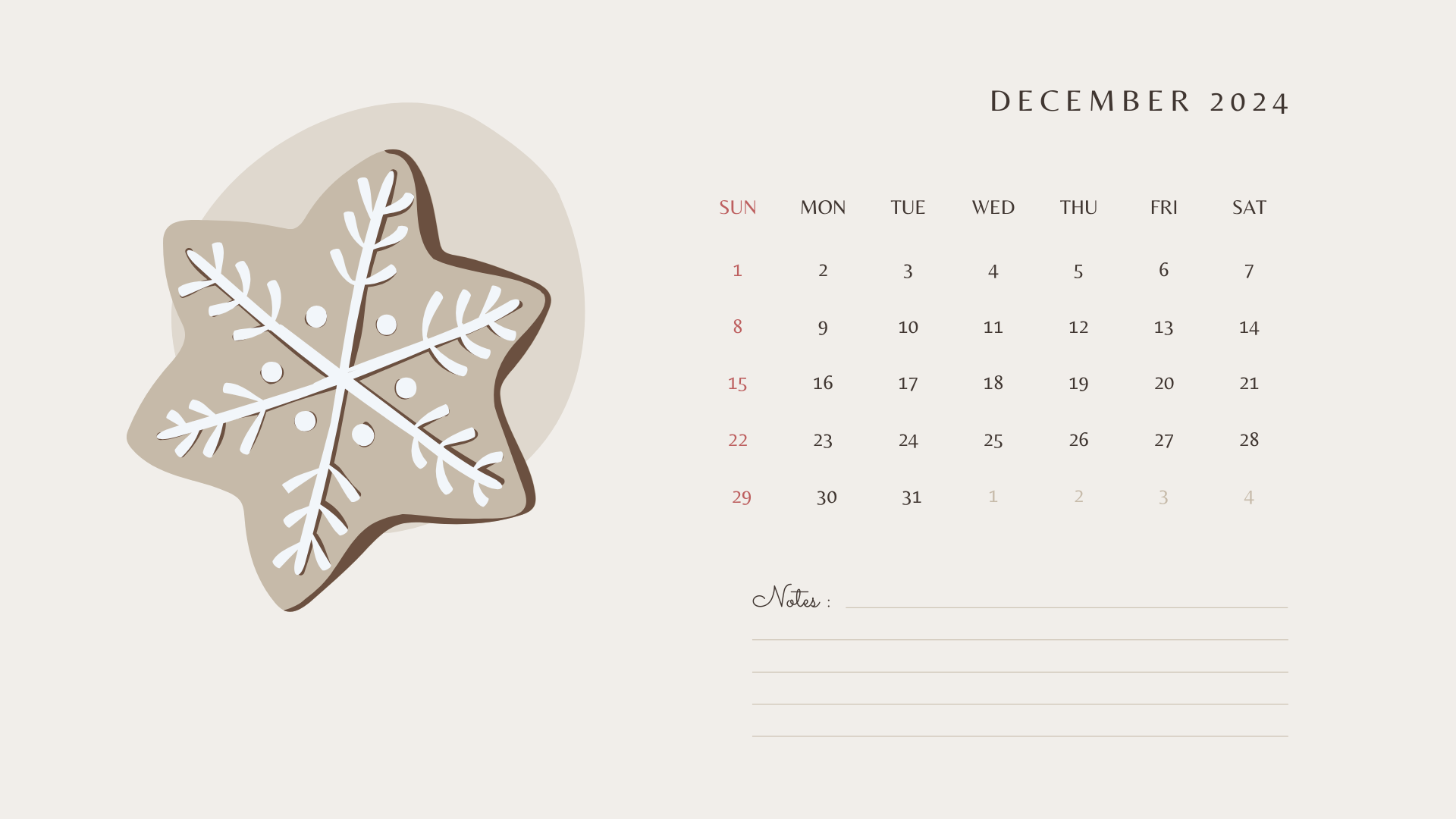 pastel aesthetic clean december 2024 calendar