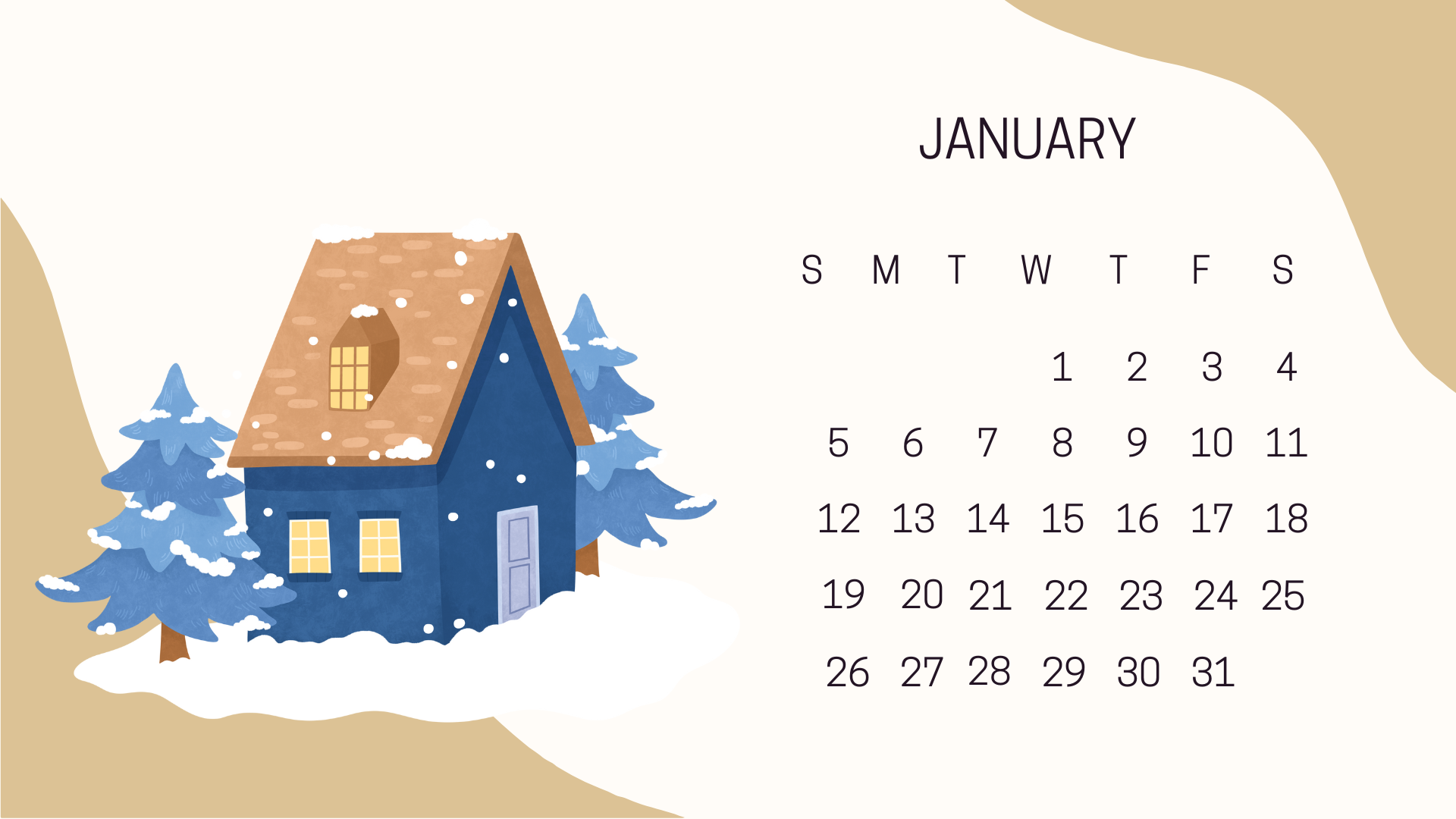 clean cute january 2025 calendar