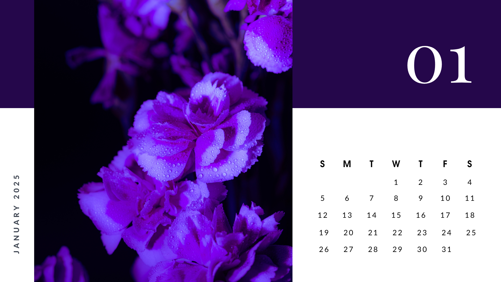 purple free aesthetic january 2025 calendar