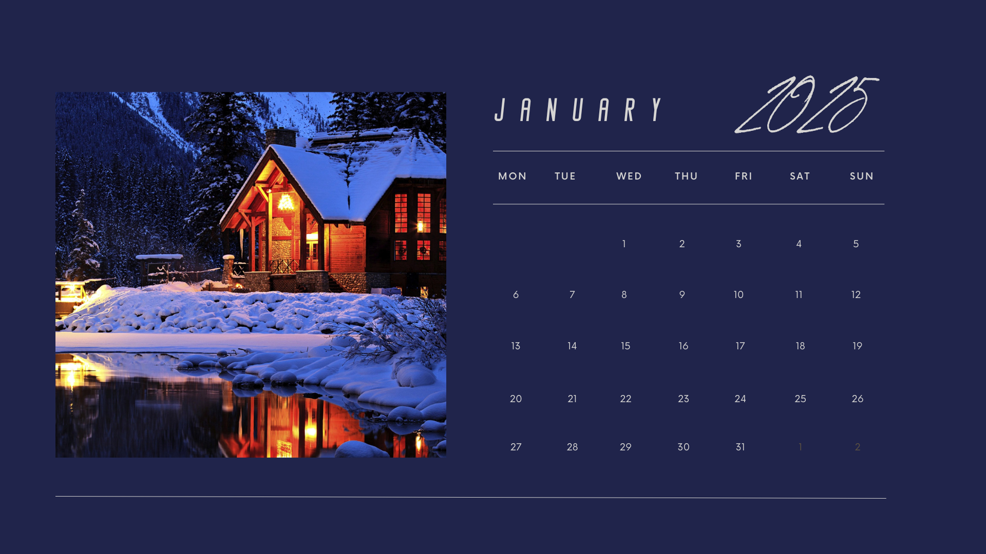 black blue minimalistic january 2025 calendar