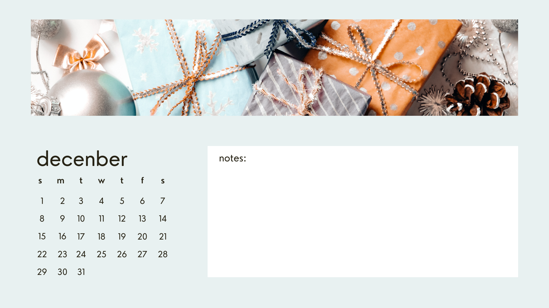 bright christmas aesthetic december 2024 calendar