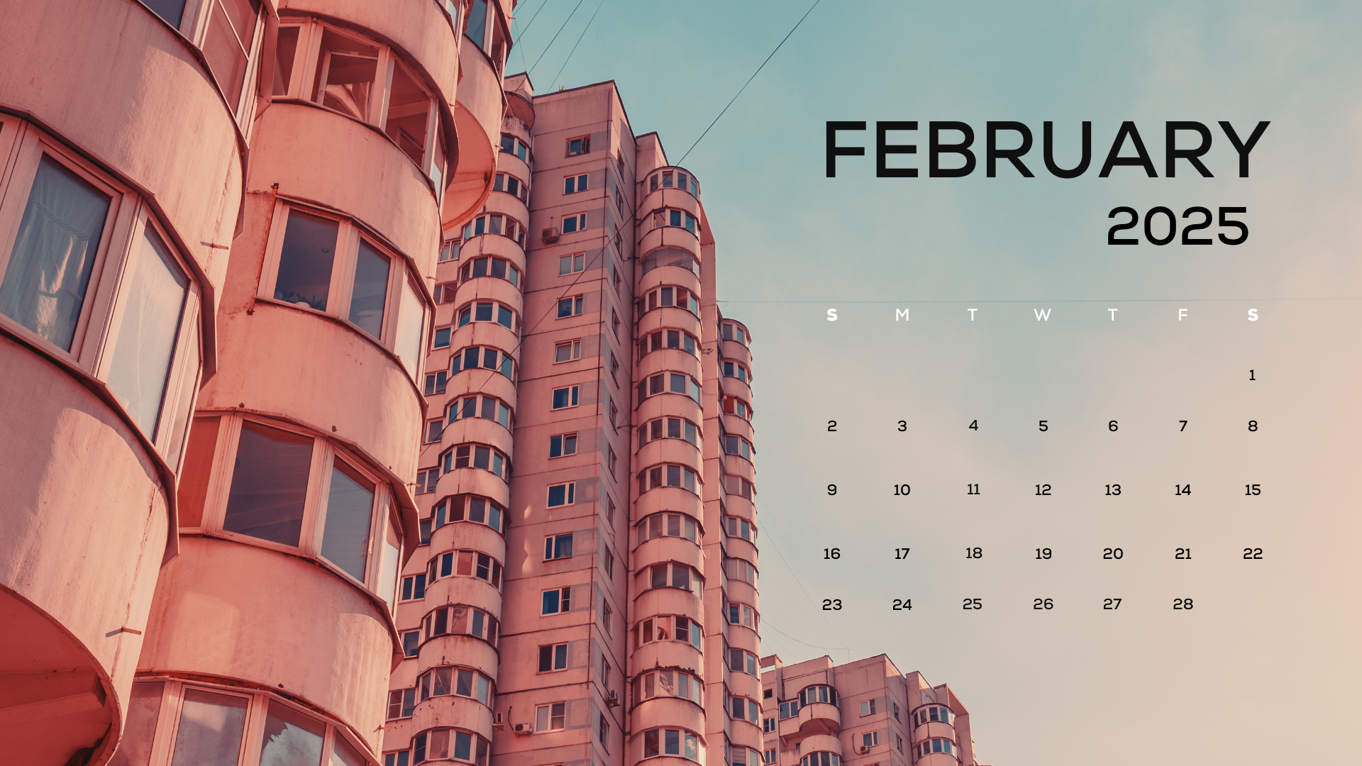 Colorful Modern Basic February 2025 Calendar