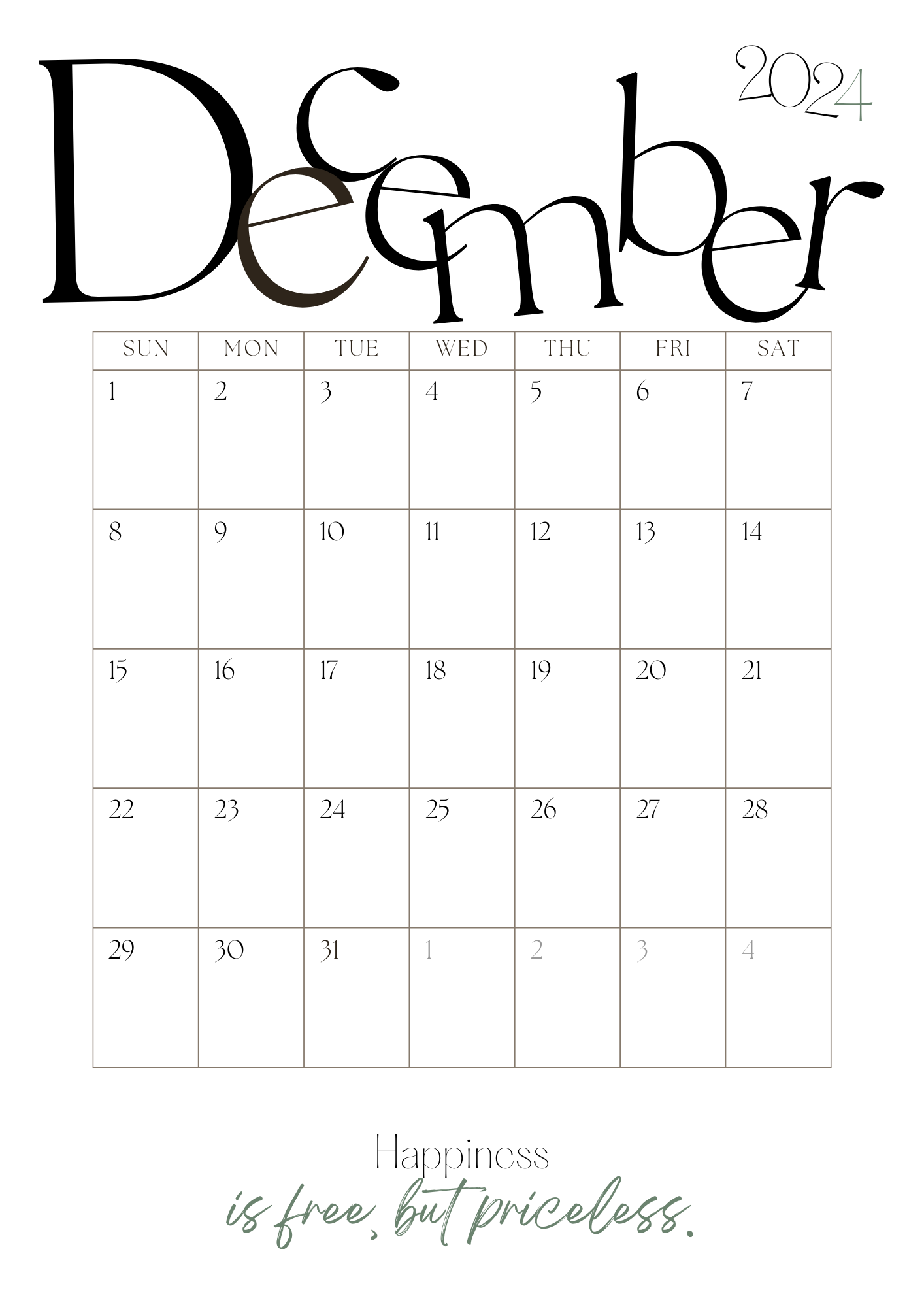 quote printable free december calendar 2024