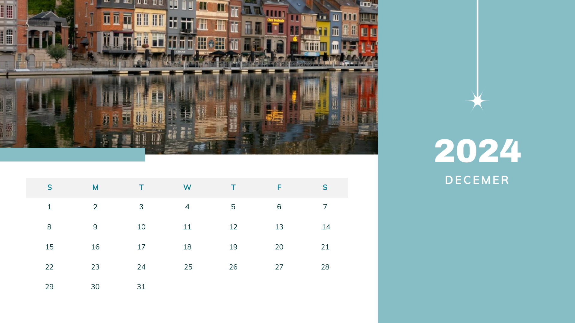 blue minimalist december 2024 calendar