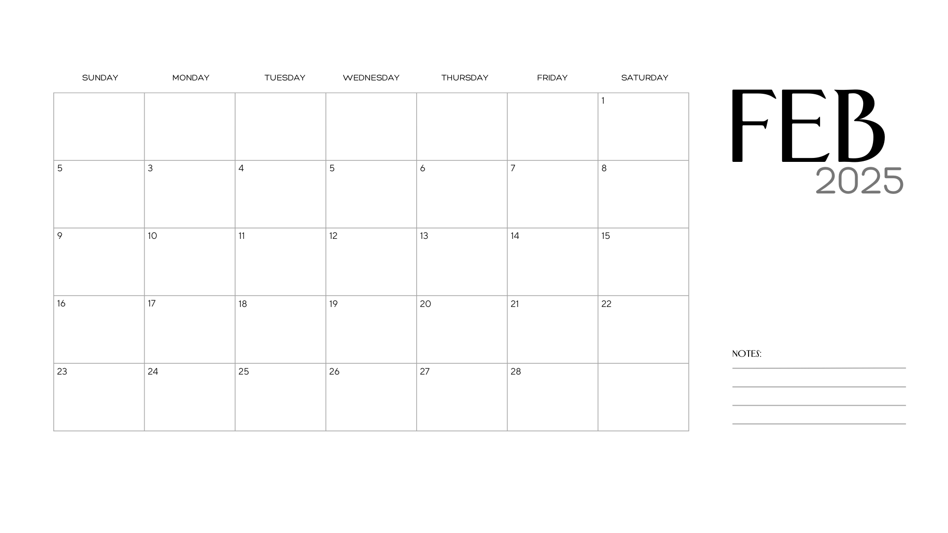 free clean february 2025 calendar