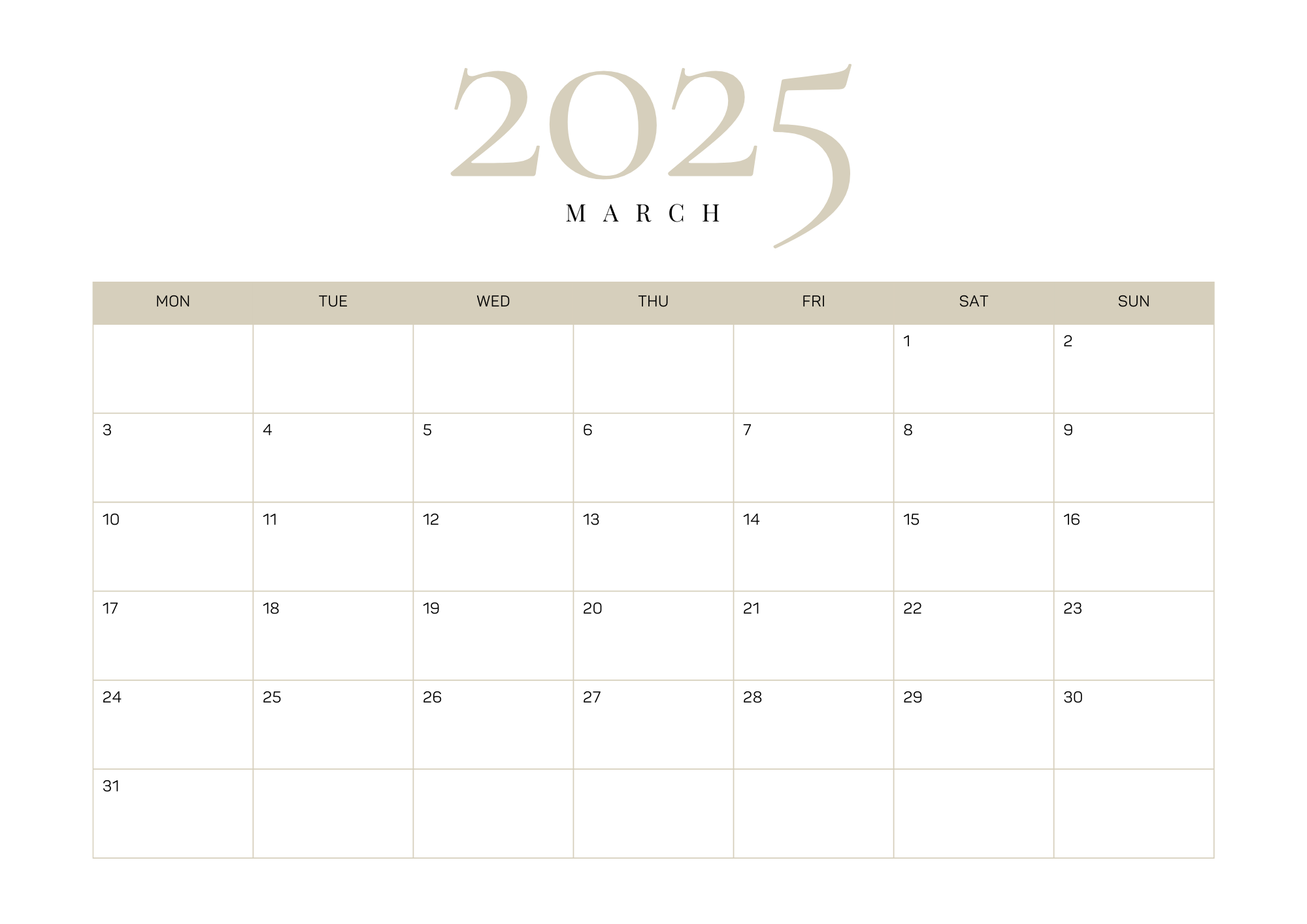 basic clean planner march 2025 calendar