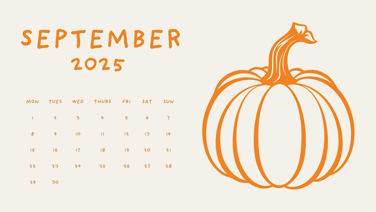 beautiful orange simple september 2025 calendar