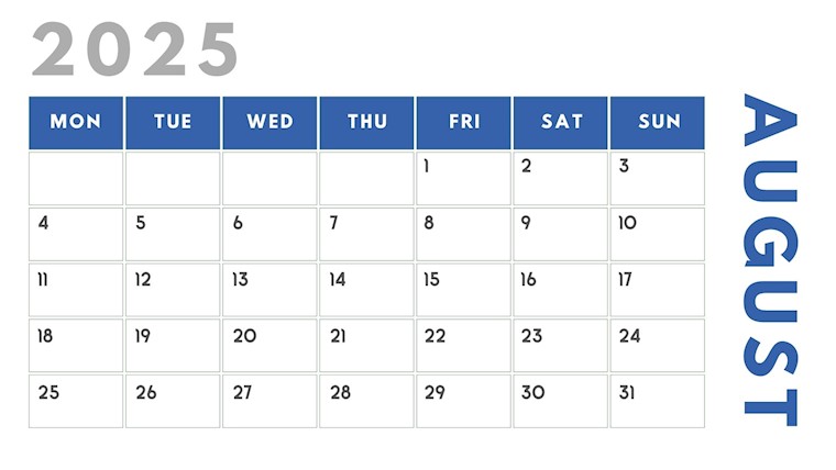 blue simple monthly calendar printable