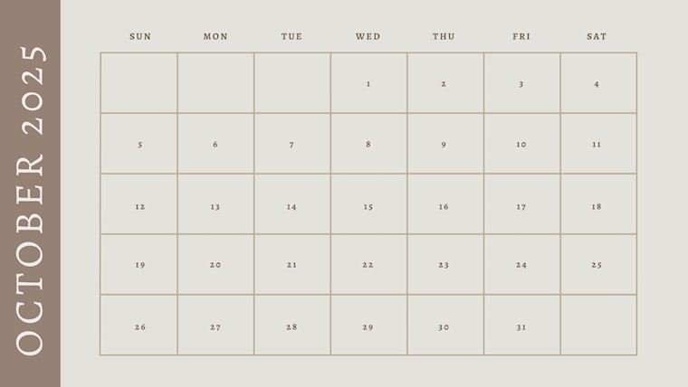 brown simple october calendar
