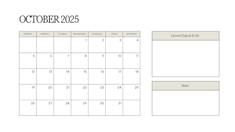 calendar planner for october 2025