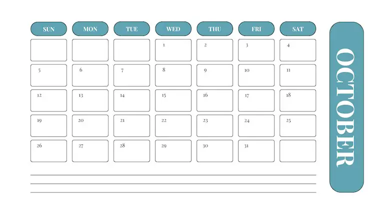 classic october 2025 printable calendar