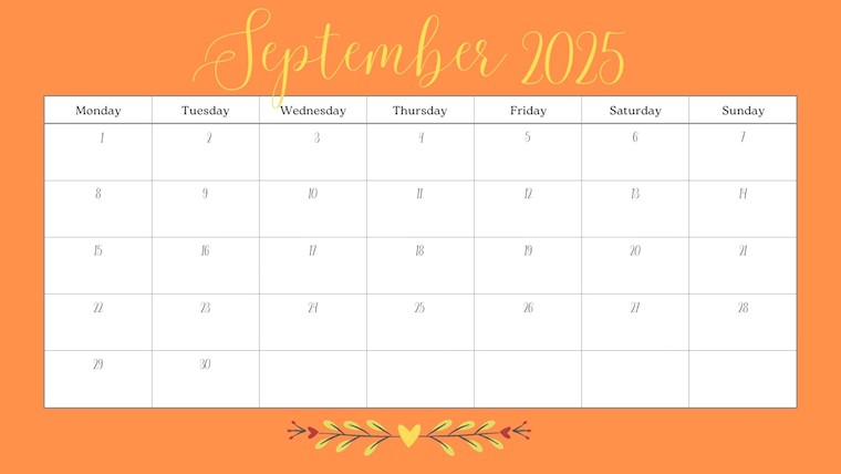 cute printable calendar september 2025