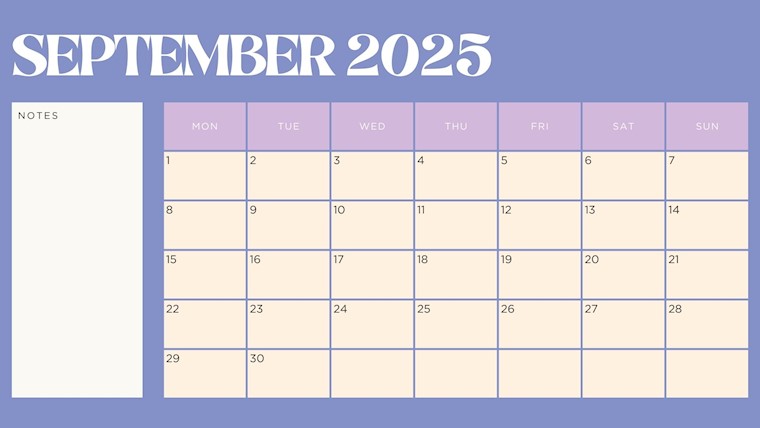 delicate lilac printable calendar for september