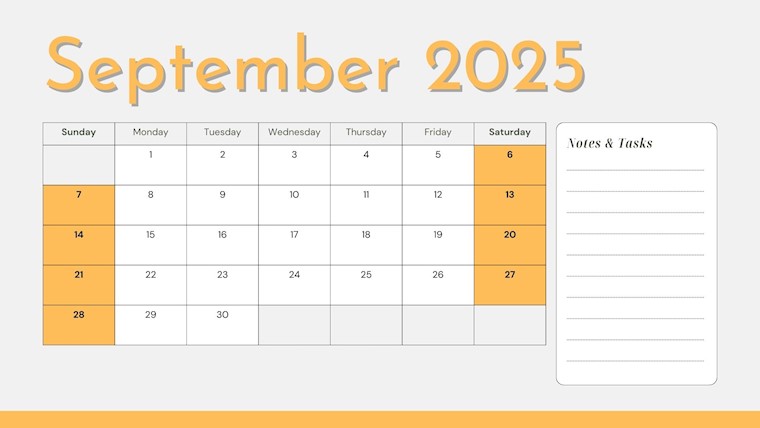 green minimalist calendar september 2025