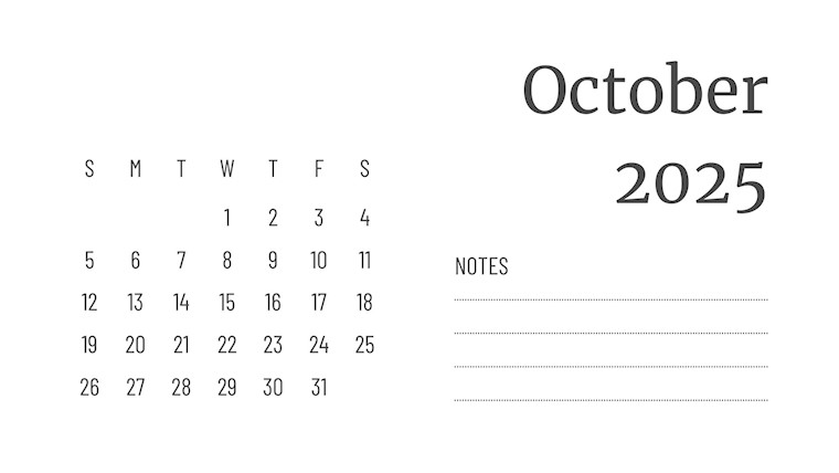 minimalist free printable october calendar