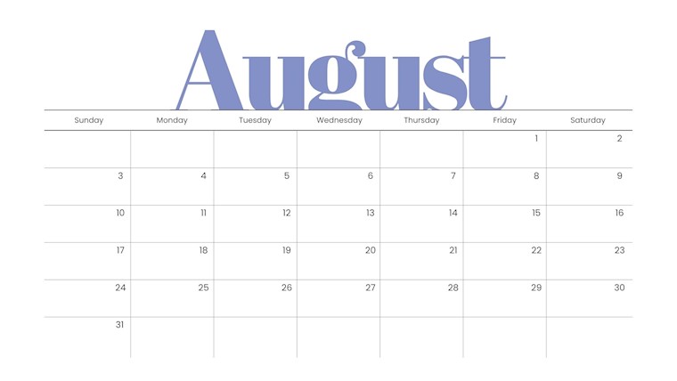 minimalist monthly printable calendar
