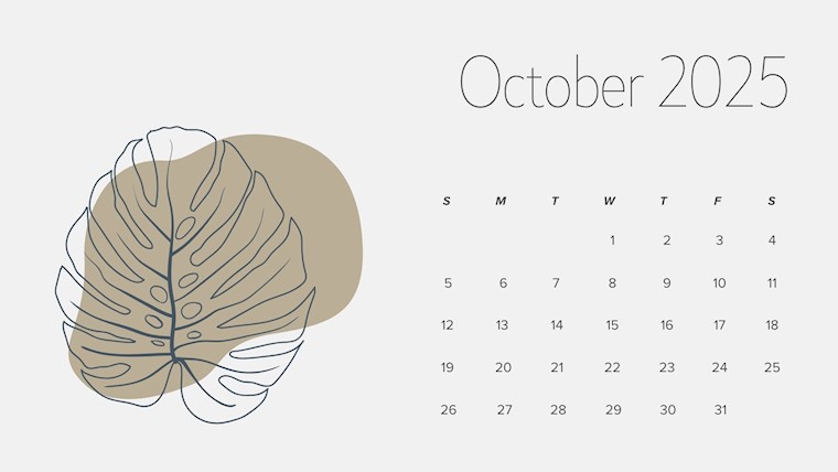 october 2025 beige aesthetic printable calendar