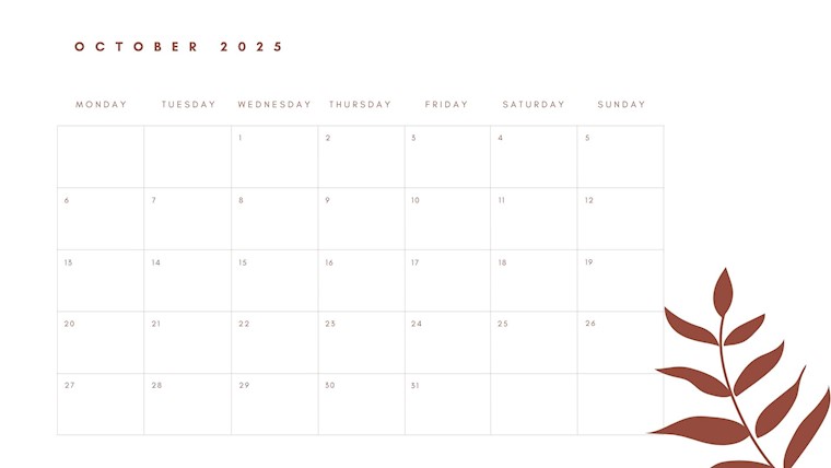 october 2025 printable calendar with flowers