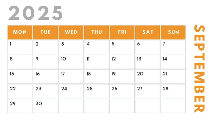 orange simple monthly calendar printable