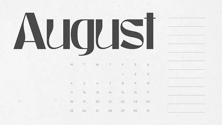 paper texture aesthetic august 2025 calendar