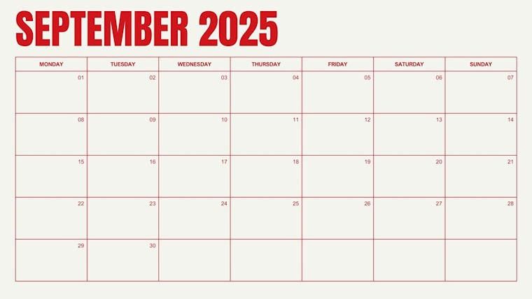 red minimalist free printable september calendar