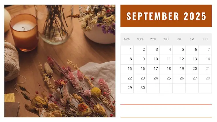 september 2025 cozy vibe calendar
