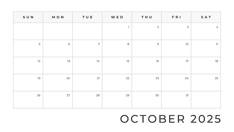 simple october 2025 printable calendar