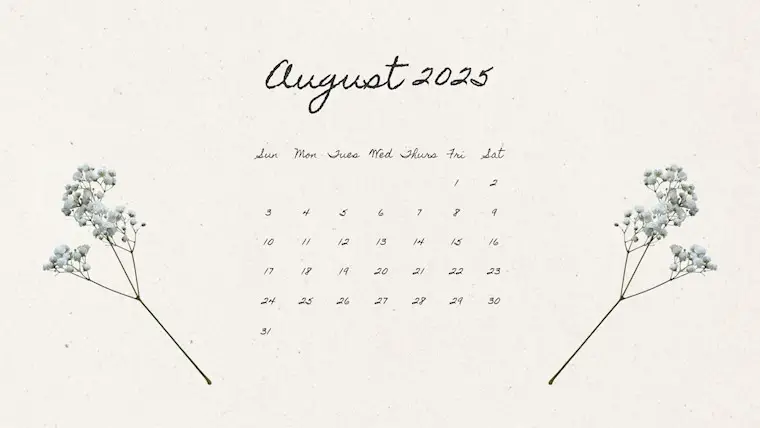 simple vintage calendar august 2025